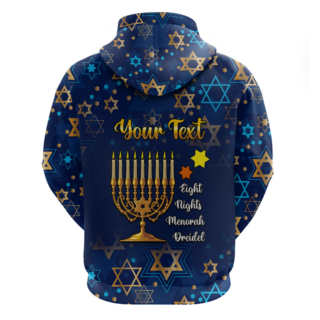 Personalised Hanukkah Festival Hoodie Eight Nights Menorah Dreidel - Wonder Print Shop