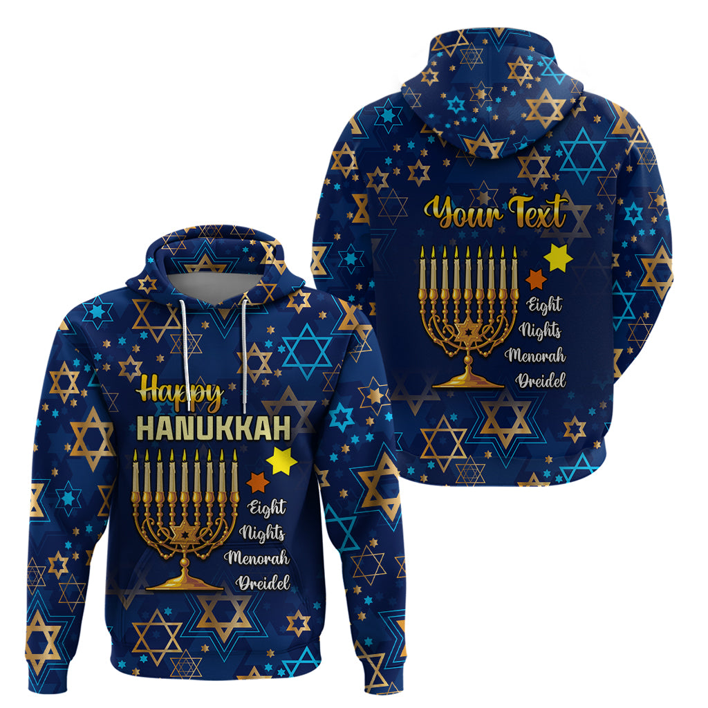Personalised Hanukkah Festival Hoodie Eight Nights Menorah Dreidel - Wonder Print Shop