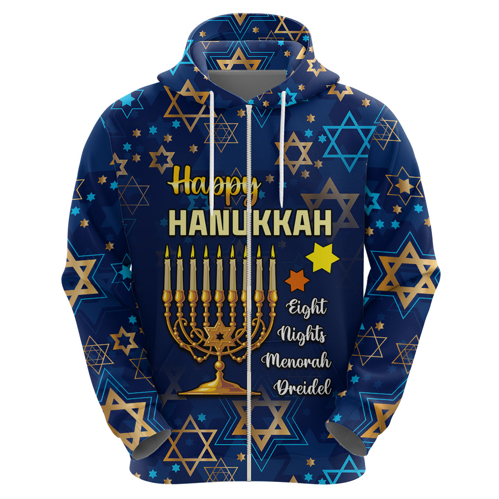 Personalised Hanukkah Festival Hoodie Eight Nights Menorah Dreidel - Wonder Print Shop