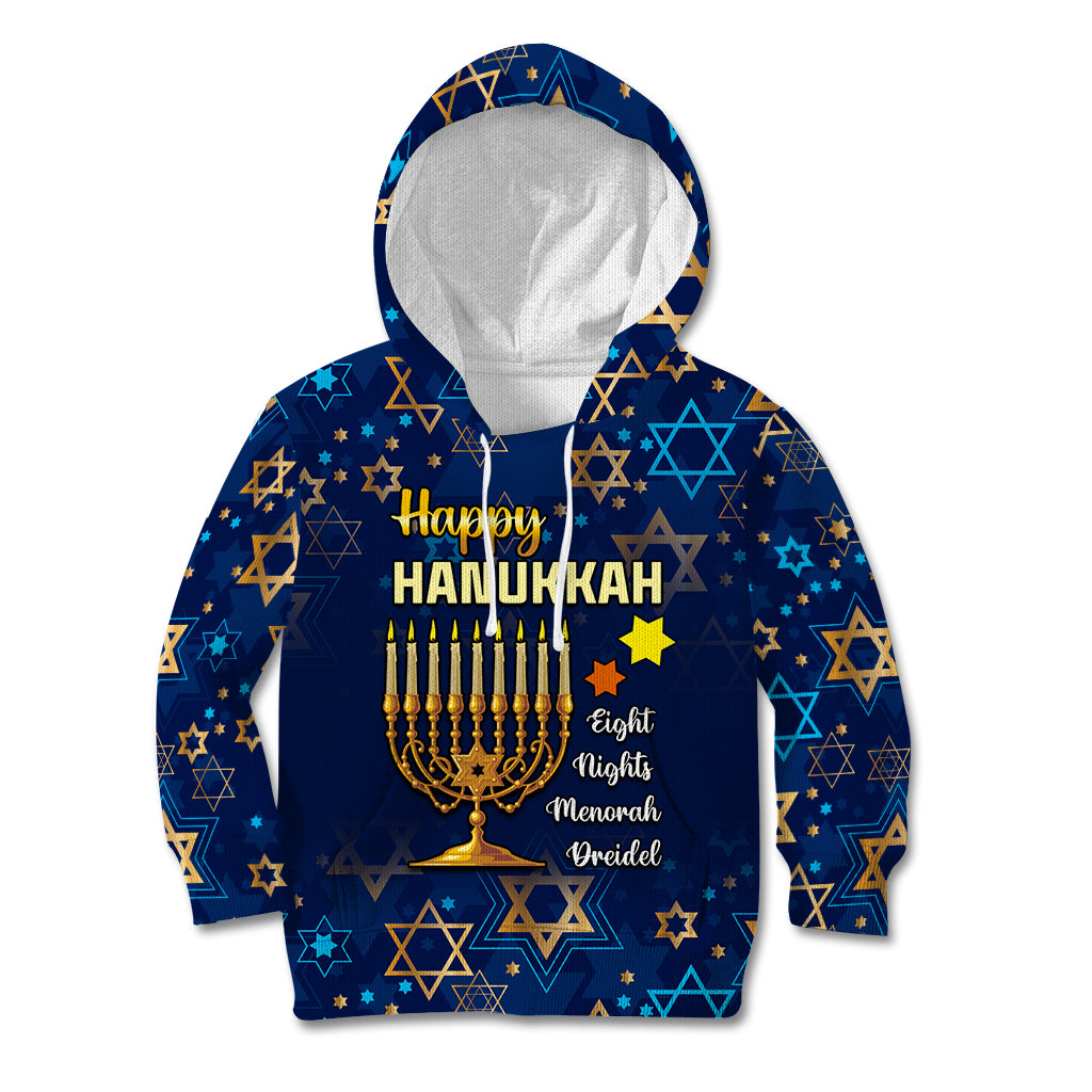 Personalised Hanukkah Festival Kid Hoodie Eight Nights Menorah Dreidel - Wonder Print Shop