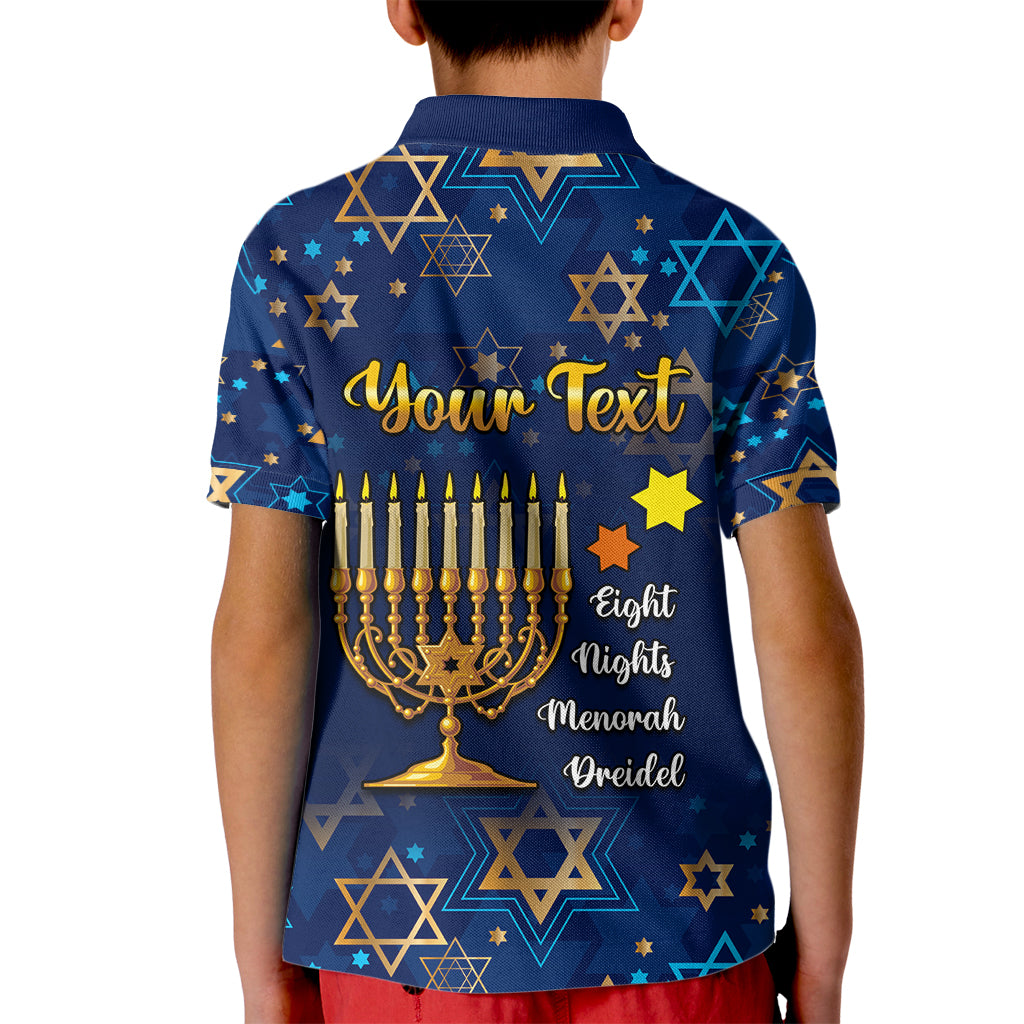 Personalised Hanukkah Festival Kid Polo Shirt Eight Nights Menorah Dreidel - Wonder Print Shop