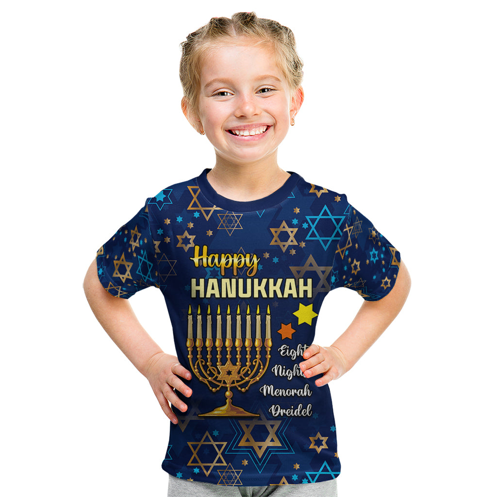 Personalised Hanukkah Festival Kid T Shirt Eight Nights Menorah Dreidel - Wonder Print Shop
