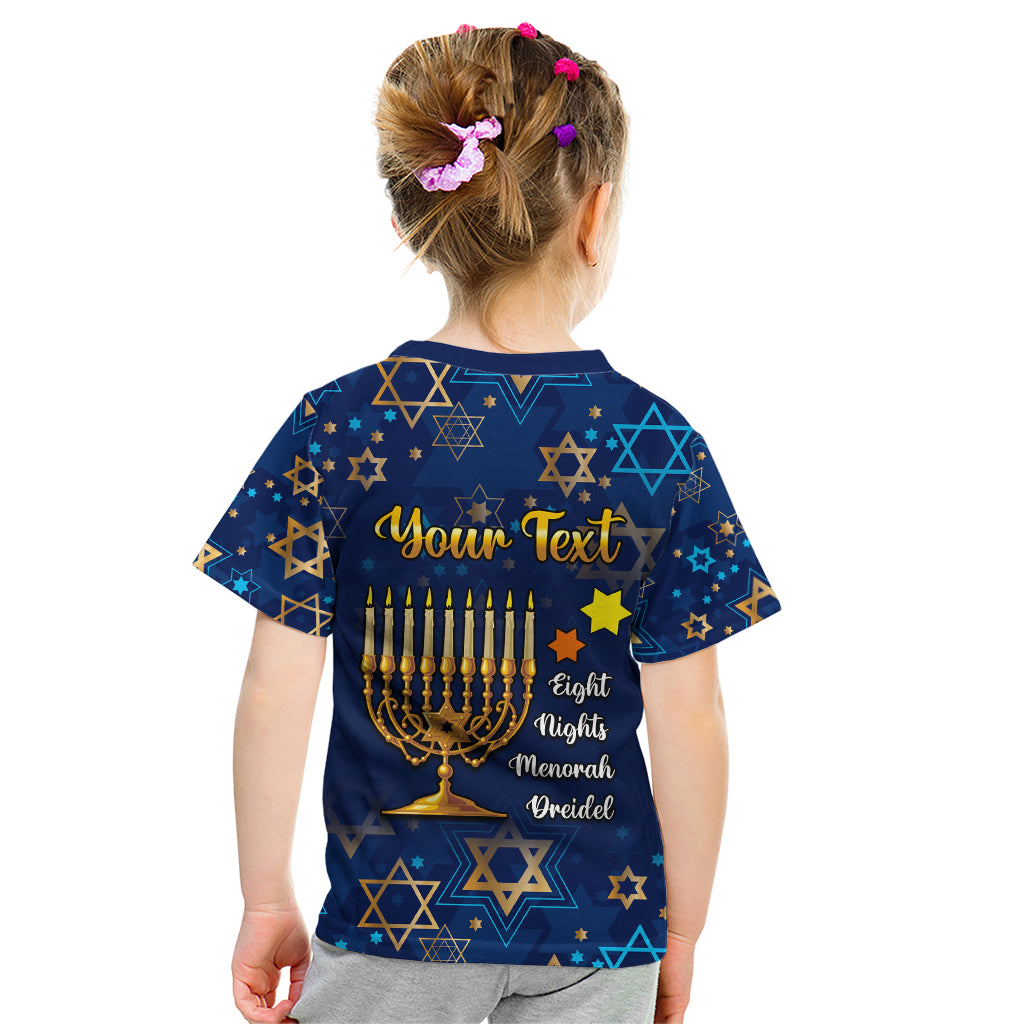 Personalised Hanukkah Festival Kid T Shirt Eight Nights Menorah Dreidel - Wonder Print Shop