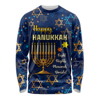 Personalised Hanukkah Festival Long Sleeve Shirt Eight Nights Menorah Dreidel - Wonder Print Shop