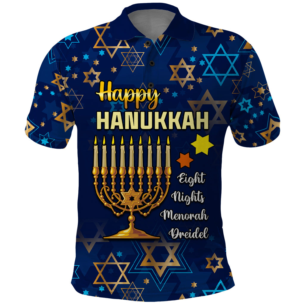 Personalised Hanukkah Festival Polo Shirt Eight Nights Menorah Dreidel - Wonder Print Shop