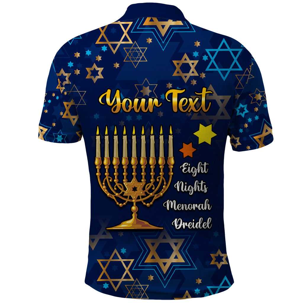 Personalised Hanukkah Festival Polo Shirt Eight Nights Menorah Dreidel - Wonder Print Shop
