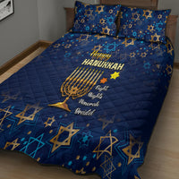 Hanukkah Festival Quilt Bed Set Eight Nights Menorah Dreidel - Wonder Print Shop