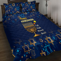 Hanukkah Festival Quilt Bed Set Eight Nights Menorah Dreidel - Wonder Print Shop