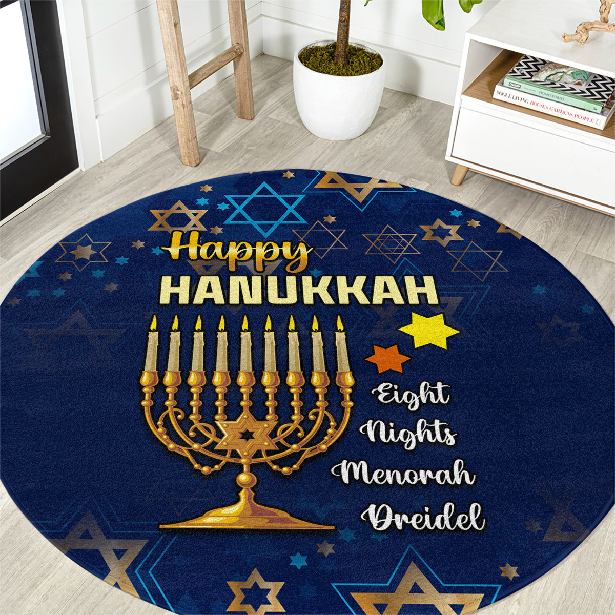 personalised-hanukkah-festival-round-carpet-eight-nights-menorah-dreidel