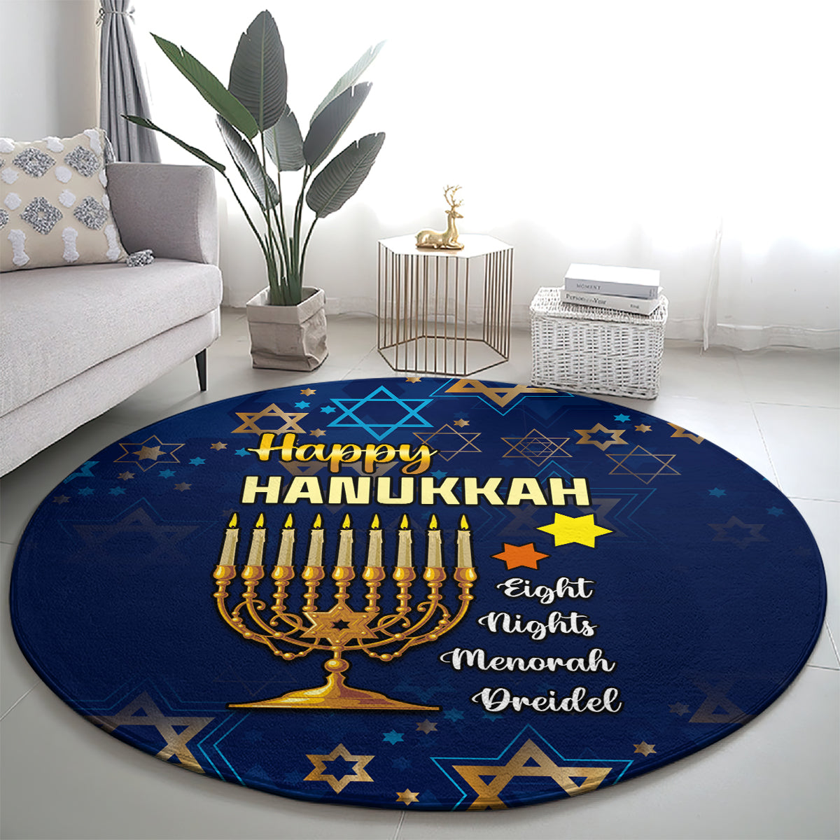 personalised-hanukkah-festival-round-carpet-eight-nights-menorah-dreidel
