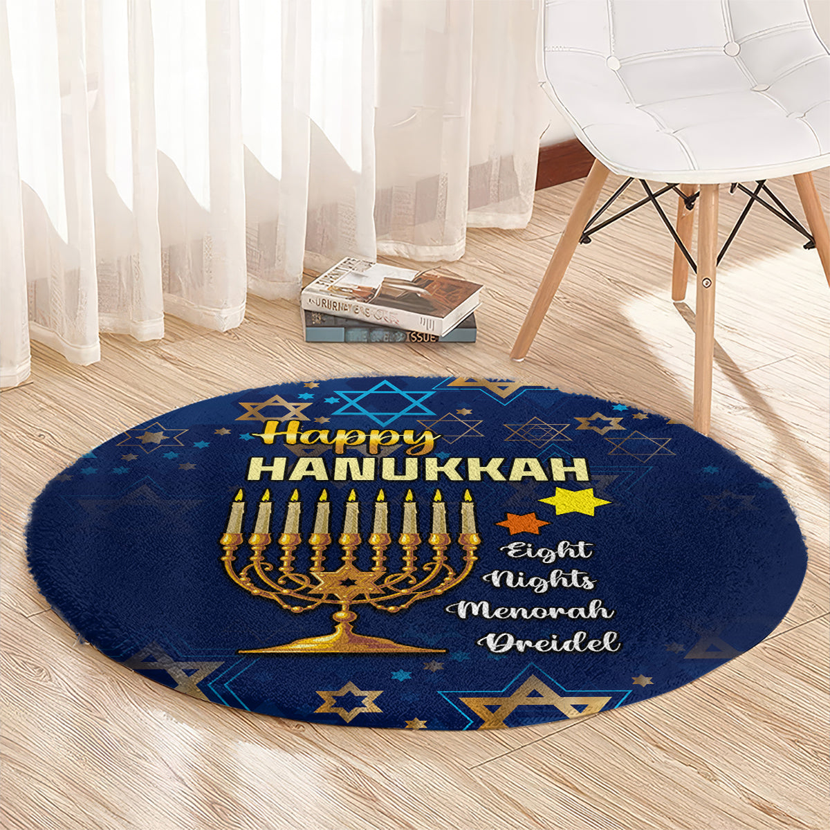 personalised-hanukkah-festival-round-carpet-eight-nights-menorah-dreidel