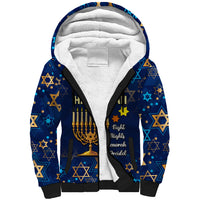 Personalised Hanukkah Festival Sherpa Hoodie Eight Nights Menorah Dreidel - Wonder Print Shop