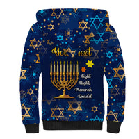 Personalised Hanukkah Festival Sherpa Hoodie Eight Nights Menorah Dreidel - Wonder Print Shop