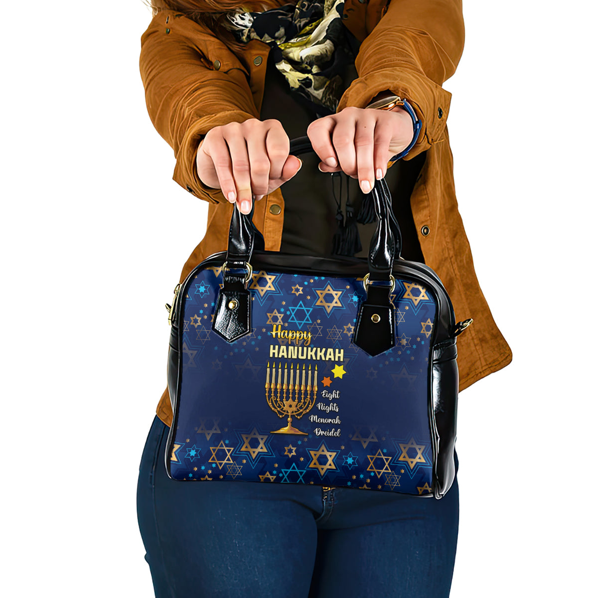 personalised-hanukkah-festival-shoulder-handbag-eight-nights-menorah-dreidel
