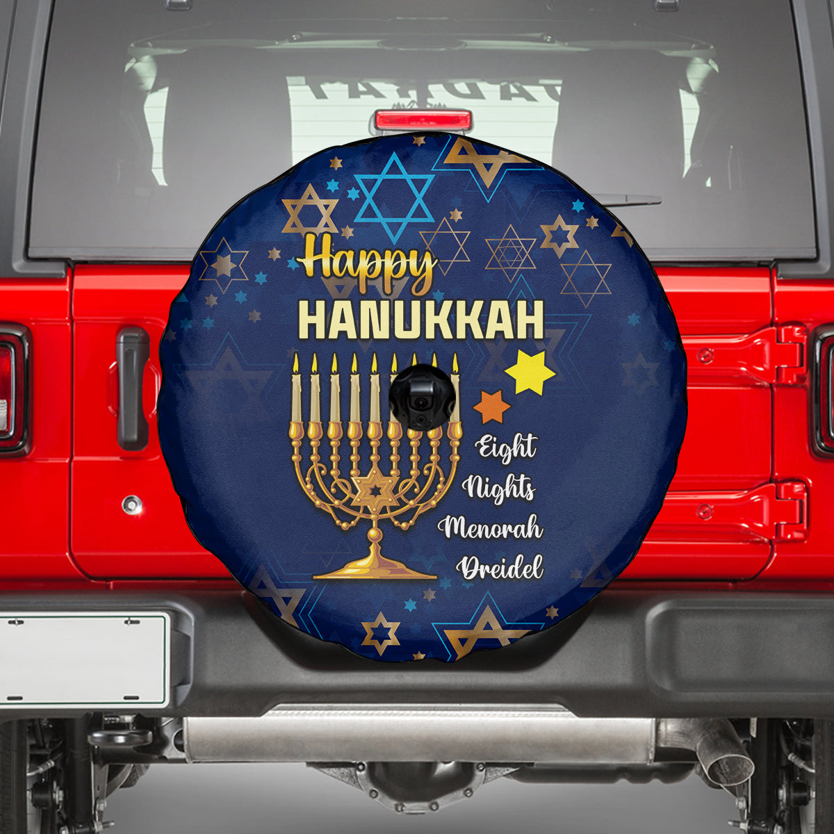 Hanukkah Festival Spare Tire Cover Eight Nights Menorah Dreidel - Wonder Print Shop