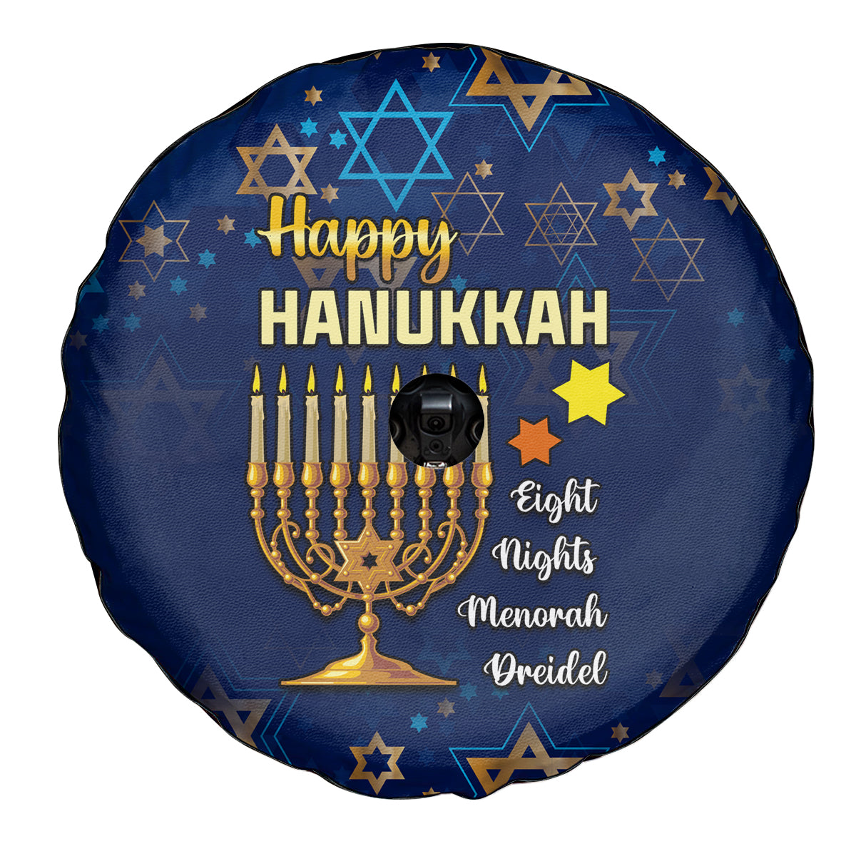 Hanukkah Festival Spare Tire Cover Eight Nights Menorah Dreidel - Wonder Print Shop