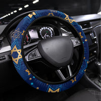 Hanukkah Festival Steering Wheel Cover Eight Nights Menorah Dreidel - Wonder Print Shop