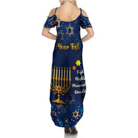 Personalised Hanukkah Festival Summer Maxi Dress Eight Nights Menorah Dreidel - Wonder Print Shop