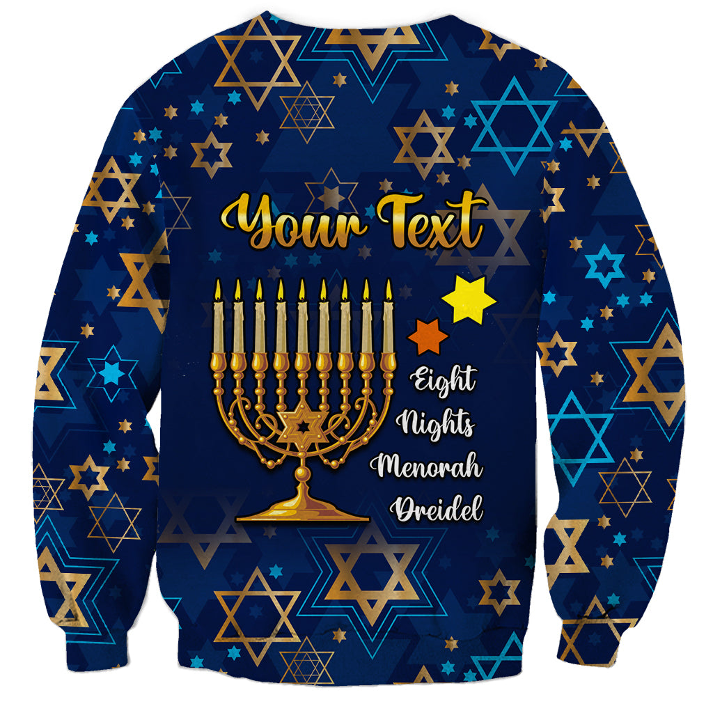 Personalised Hanukkah Festival Sweatshirt Eight Nights Menorah Dreidel - Wonder Print Shop
