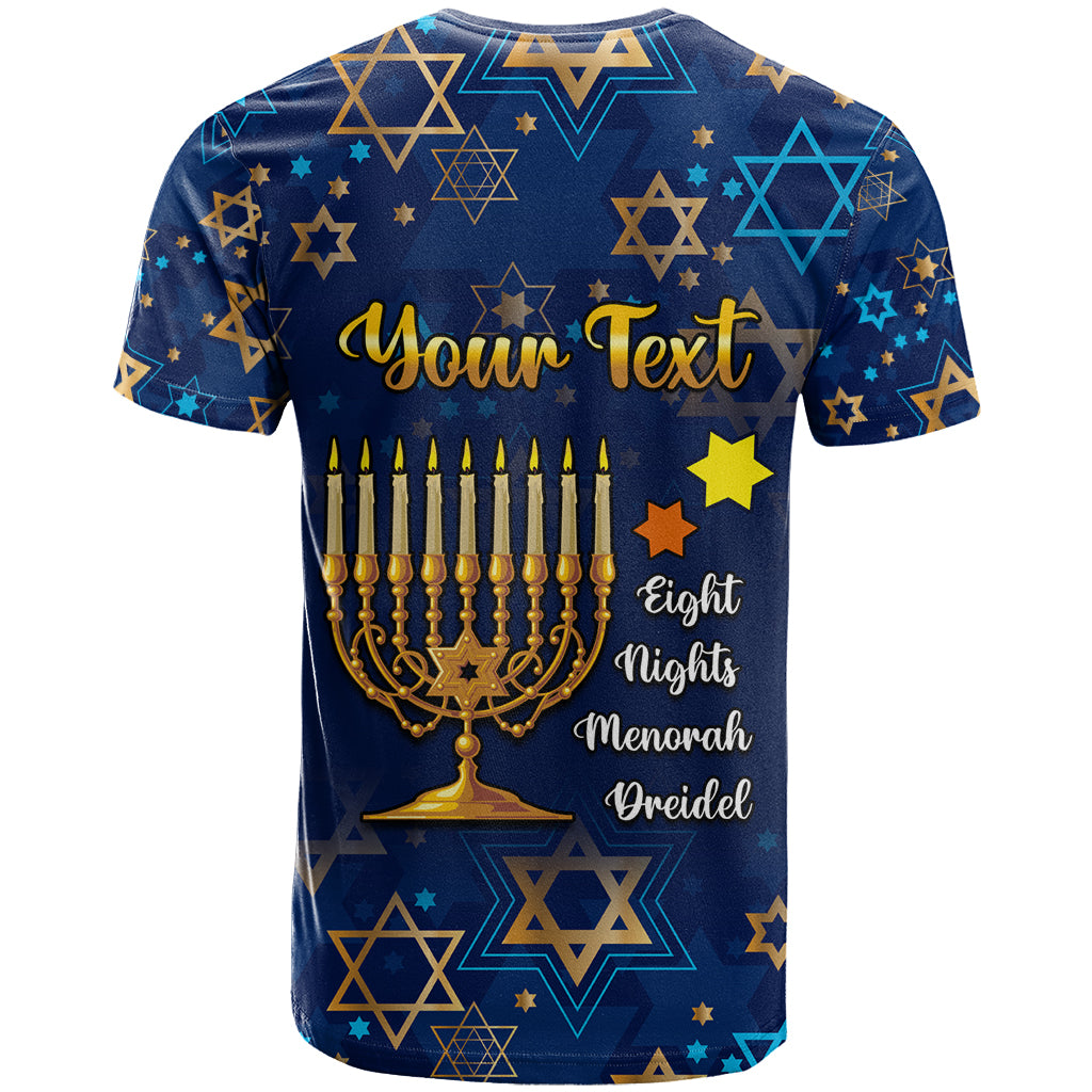 Personalised Hanukkah Festival T Shirt Eight Nights Menorah Dreidel - Wonder Print Shop