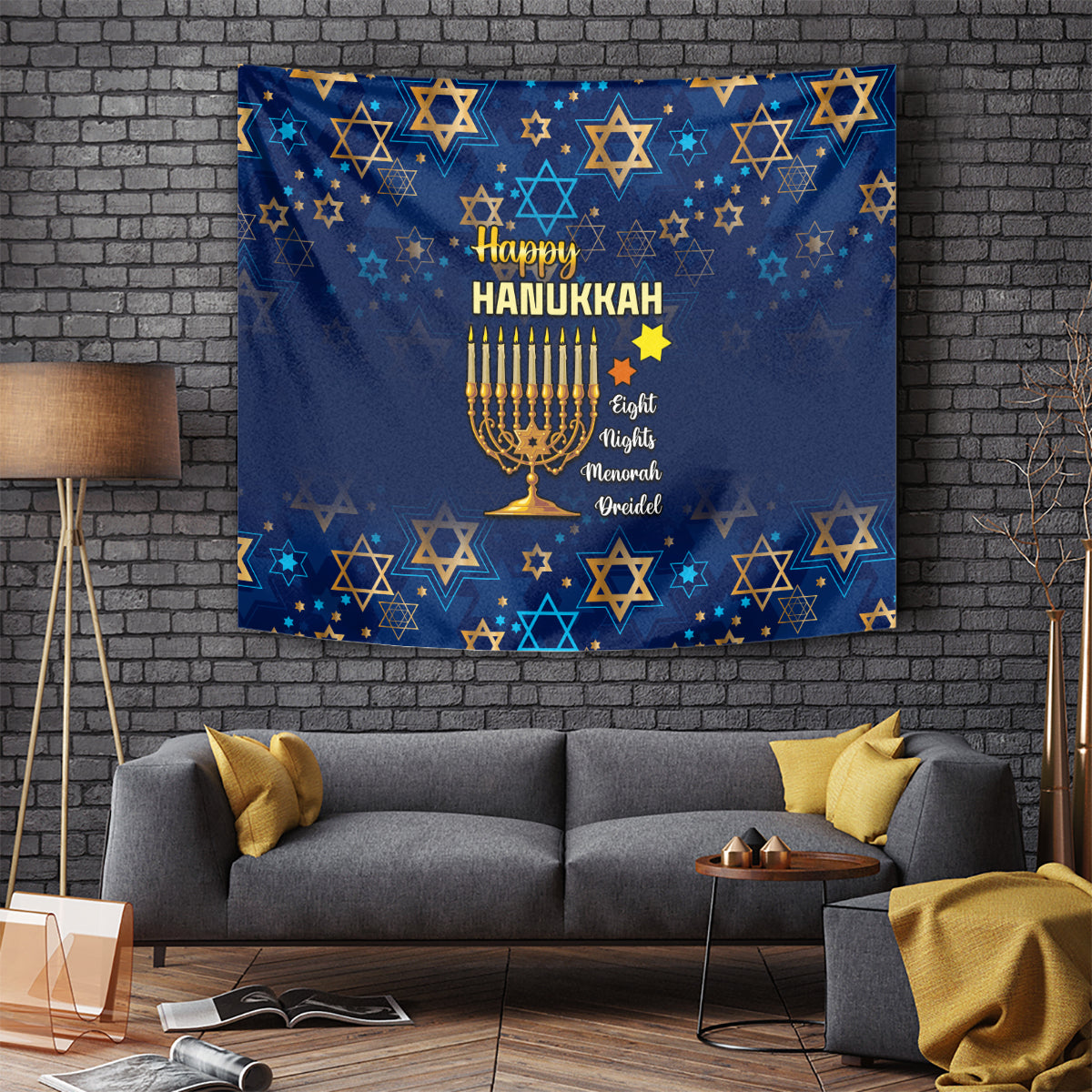 Hanukkah Festival Tapestry Eight Nights Menorah Dreidel - Wonder Print Shop