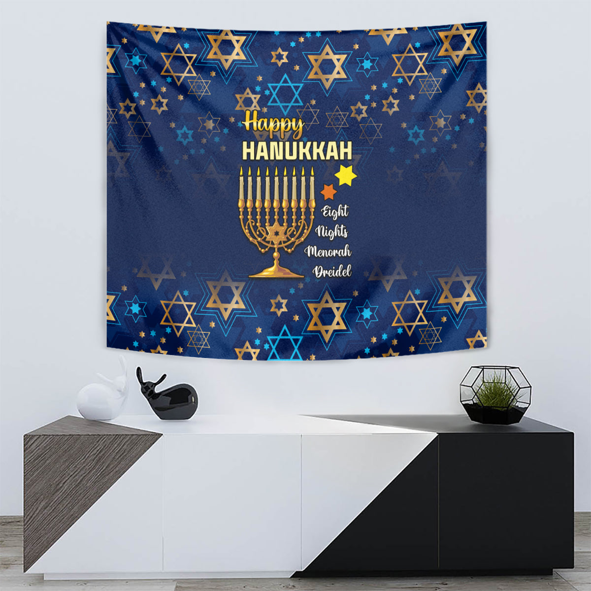 Hanukkah Festival Tapestry Eight Nights Menorah Dreidel - Wonder Print Shop