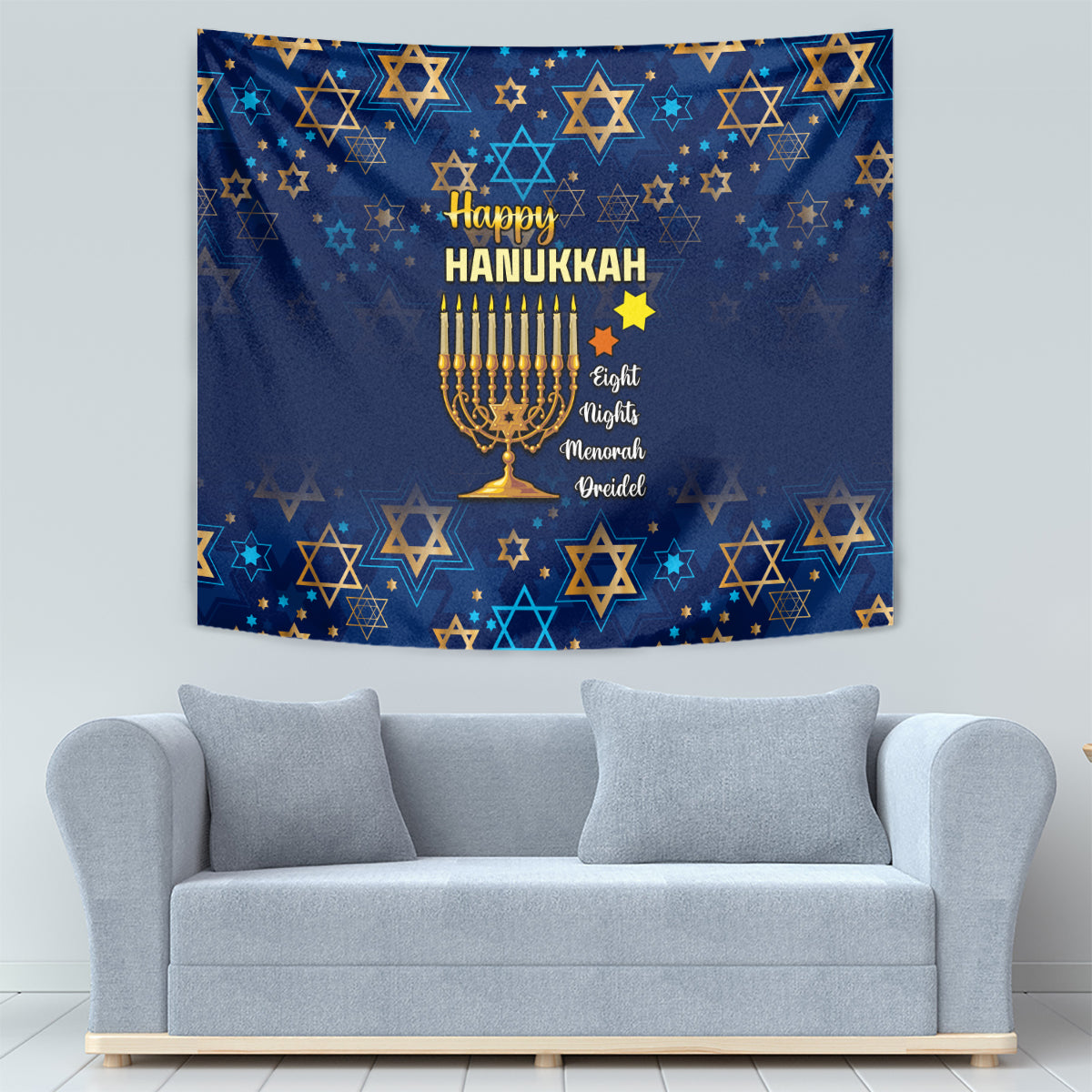 Hanukkah Festival Tapestry Eight Nights Menorah Dreidel - Wonder Print Shop