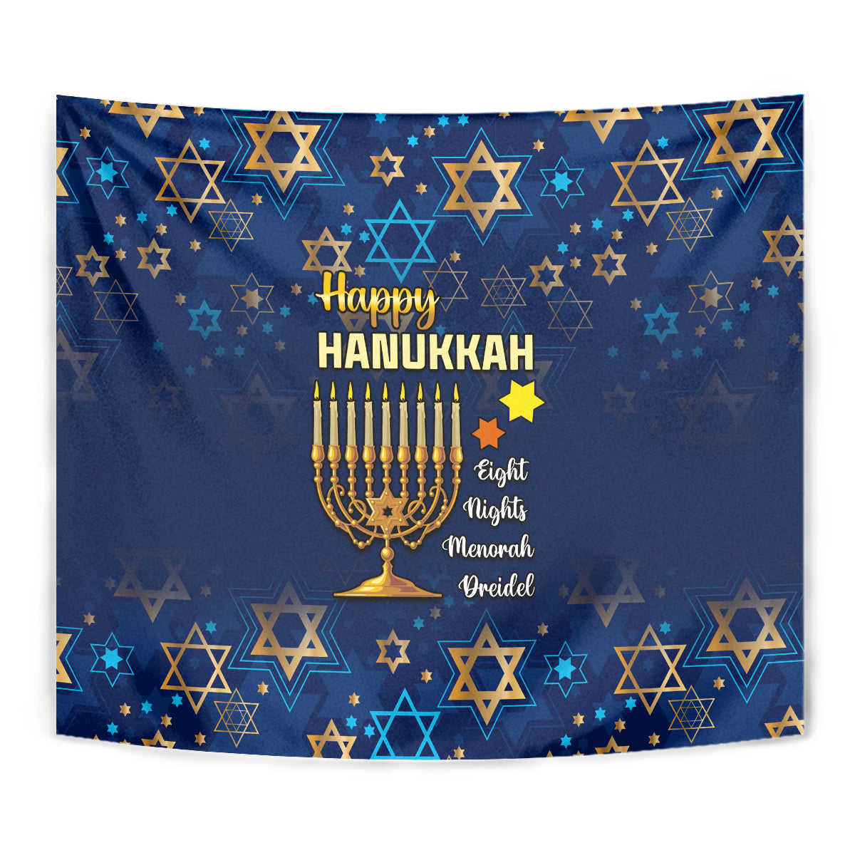 Hanukkah Festival Tapestry Eight Nights Menorah Dreidel - Wonder Print Shop