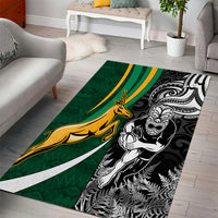 Custom New Zealand and South Africa Rugby Area Rug Silver Fern Protea Pattern World Cup 2023 - Wonder Print Shop