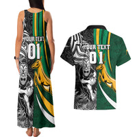 Custom New Zealand and South Africa Rugby Couples Matching Tank Maxi Dress and Hawaiian Shirt Silver Fern Protea Pattern World Cup 2023 - Wonder Print Shop