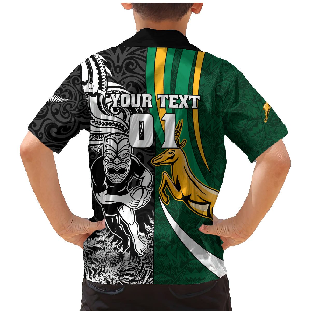 Custom New Zealand and South Africa Rugby Family Matching Mermaid Dress and Hawaiian Shirt Silver Fern Protea Pattern World Cup 2023 - Wonder Print Shop