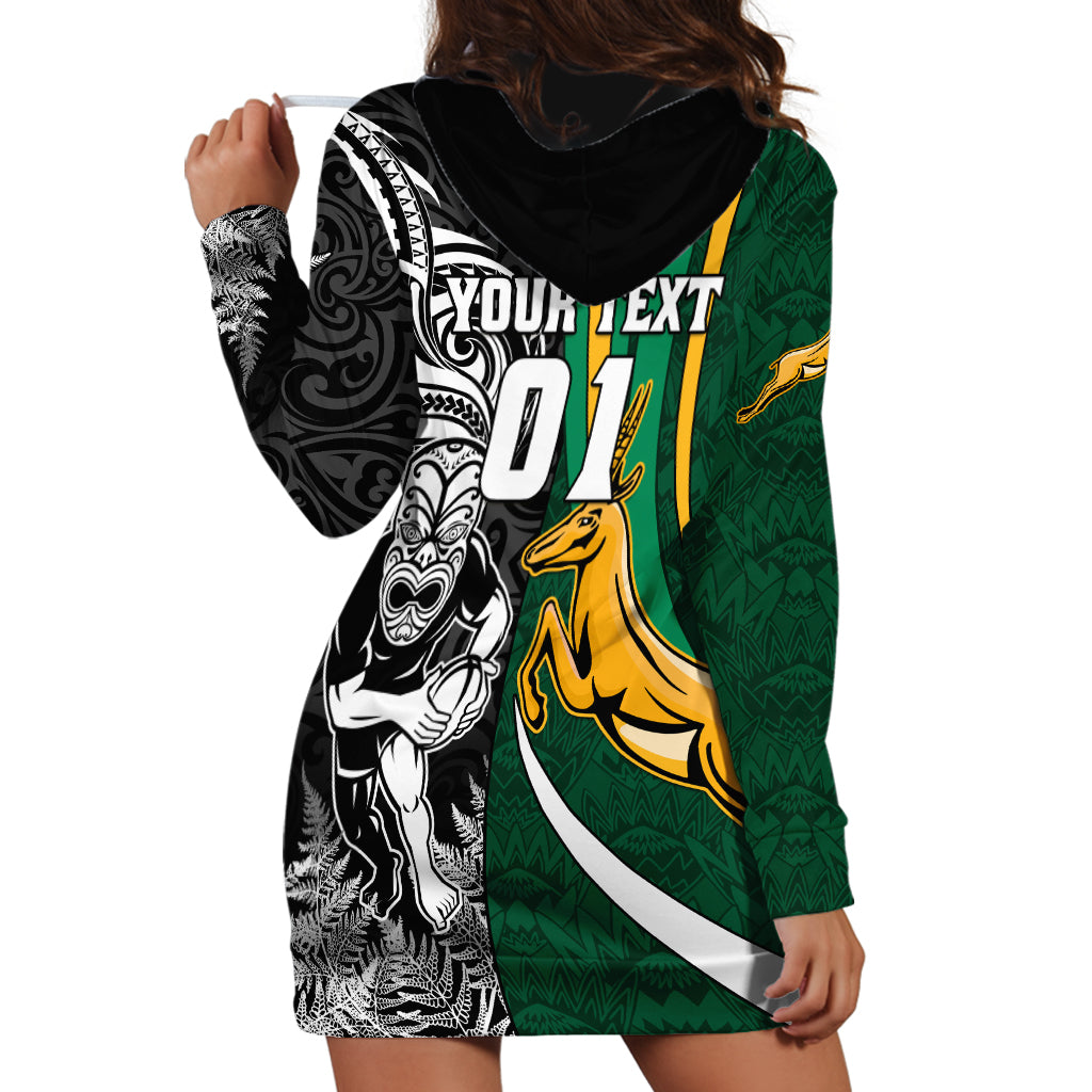 Custom New Zealand and South Africa Rugby Hoodie Dress Silver Fern Protea Pattern World Cup 2023 - Wonder Print Shop
