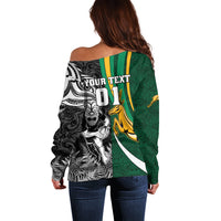 Custom New Zealand and South Africa Rugby Off Shoulder Sweater Silver Fern Protea Pattern World Cup 2023 - Wonder Print Shop