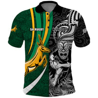 Custom New Zealand and South Africa Rugby Polo Shirt Silver Fern Protea Pattern World Cup 2023 - Wonder Print Shop