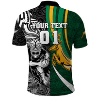 Custom New Zealand and South Africa Rugby Polo Shirt Silver Fern Protea Pattern World Cup 2023 - Wonder Print Shop