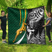 Custom New Zealand and South Africa Rugby Quilt Silver Fern Protea Pattern World Cup 2023 - Wonder Print Shop