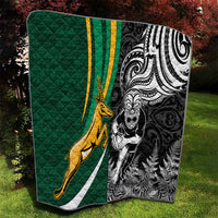 Custom New Zealand and South Africa Rugby Quilt Silver Fern Protea Pattern World Cup 2023 - Wonder Print Shop
