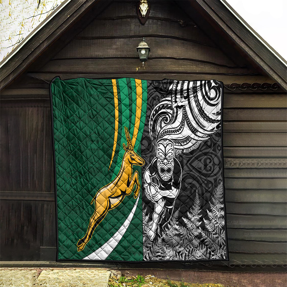 Custom New Zealand and South Africa Rugby Quilt Silver Fern Protea Pattern World Cup 2023 - Wonder Print Shop