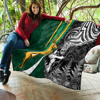 Custom New Zealand and South Africa Rugby Quilt Silver Fern Protea Pattern World Cup 2023 - Wonder Print Shop
