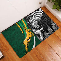Custom New Zealand and South Africa Rugby Rubber Doormat Silver Fern Protea Pattern World Cup 2023 - Wonder Print Shop