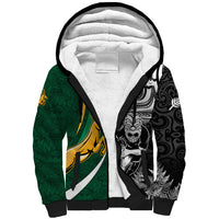 Custom New Zealand and South Africa Rugby Sherpa Hoodie Silver Fern Protea Pattern World Cup 2023 - Wonder Print Shop