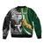 Custom New Zealand and South Africa Rugby Sleeve Zip Bomber Jacket Silver Fern Protea Pattern World Cup 2023 - Wonder Print Shop