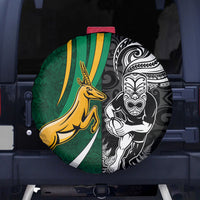 Custom New Zealand and South Africa Rugby Spare Tire Cover Silver Fern Protea Pattern World Cup 2023 - Wonder Print Shop