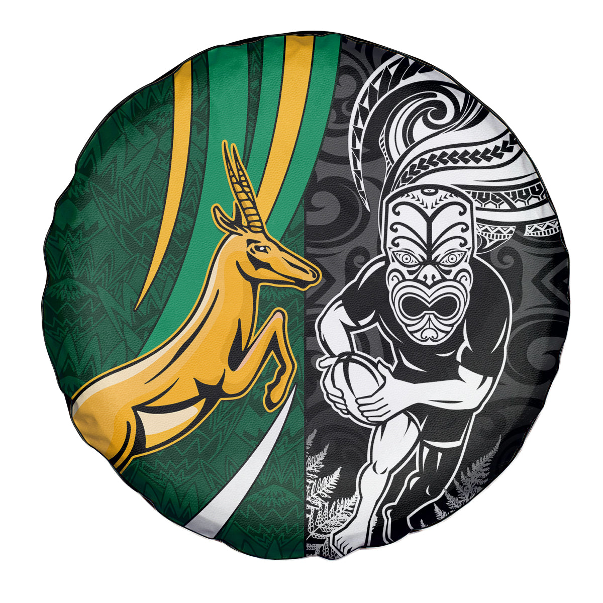 Custom New Zealand and South Africa Rugby Spare Tire Cover Silver Fern Protea Pattern World Cup 2023 - Wonder Print Shop
