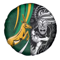Custom New Zealand and South Africa Rugby Spare Tire Cover Silver Fern Protea Pattern World Cup 2023 - Wonder Print Shop
