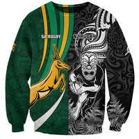Custom New Zealand and South Africa Rugby Sweatshirt Silver Fern Protea Pattern World Cup 2023 - Wonder Print Shop