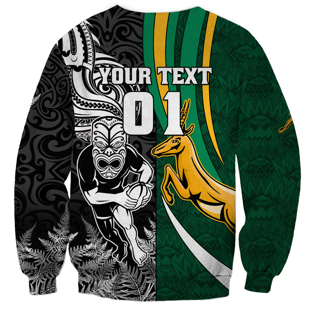 Custom New Zealand and South Africa Rugby Sweatshirt Silver Fern Protea Pattern World Cup 2023 - Wonder Print Shop