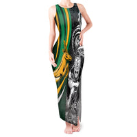 Custom New Zealand and South Africa Rugby Tank Maxi Dress Silver Fern Protea Pattern World Cup 2023 - Wonder Print Shop