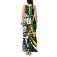 Custom New Zealand and South Africa Rugby Tank Maxi Dress Silver Fern Protea Pattern World Cup 2023 - Wonder Print Shop