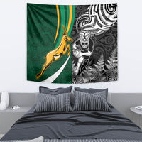 Custom New Zealand and South Africa Rugby Tapestry Silver Fern Protea Pattern World Cup 2023 - Wonder Print Shop